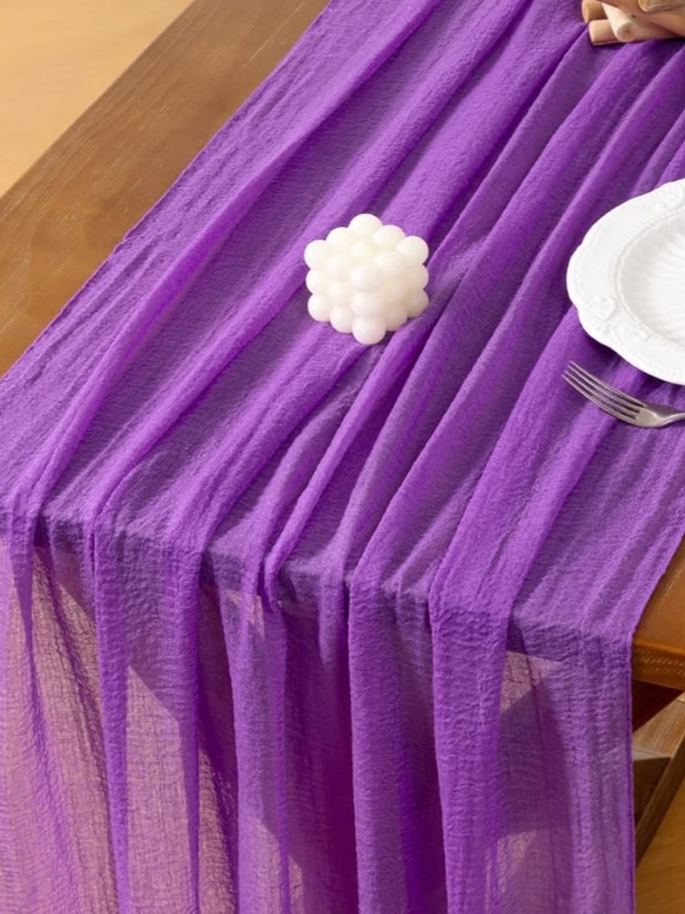 Crinkle Sheer Table Runner in Purple